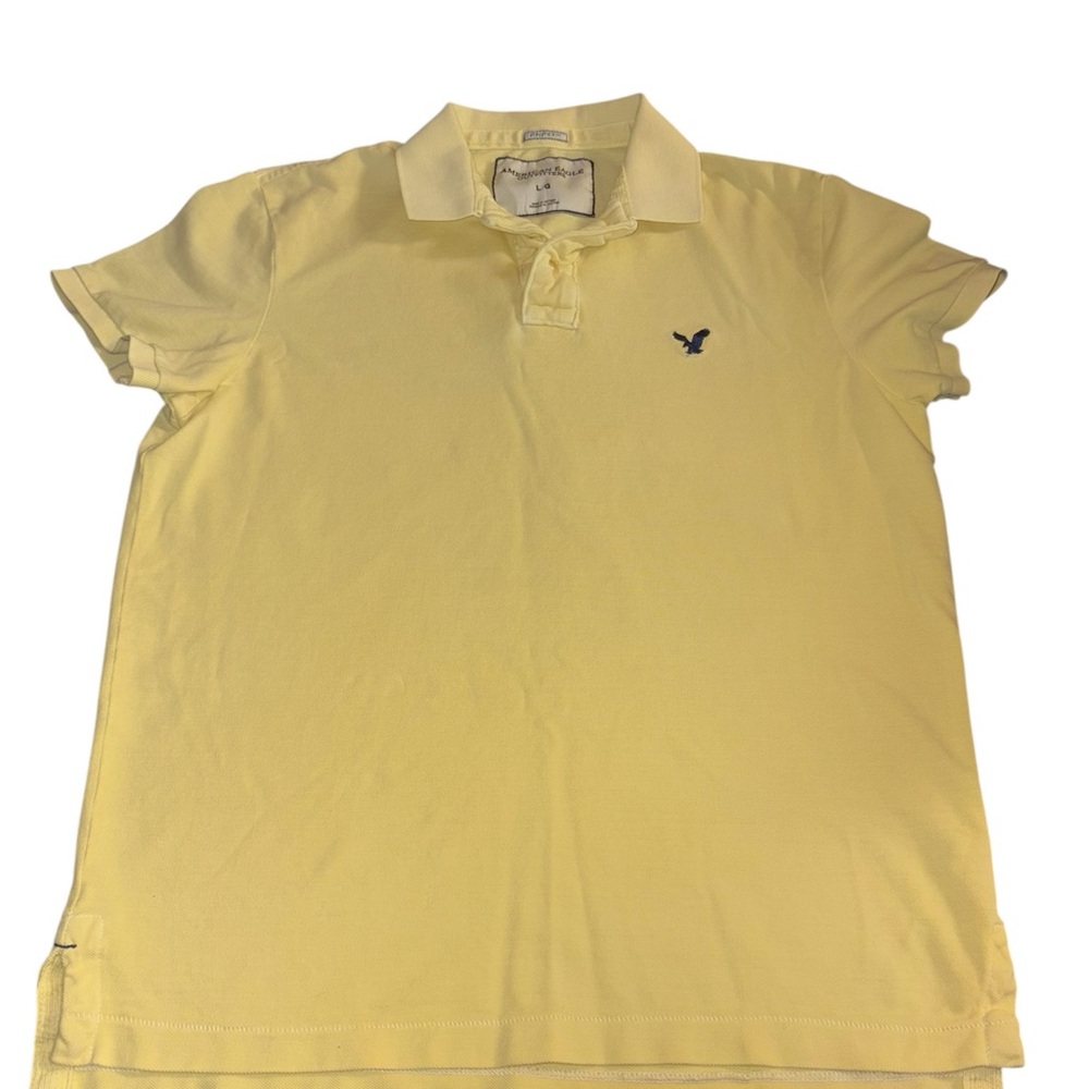 American Eagle outfitters Men-Yellow‎ Polo Shirt with Blue eagle logo Size L
